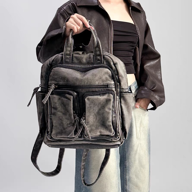 Motorcycle Gear Vintage - Luxury Soft Washed Pu Leather Back