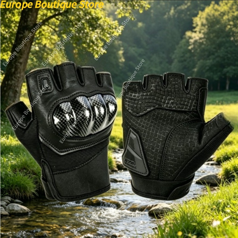 Motorcycle Gear For Summer - Half Finger Motorcycle Gloves Genuine Leather