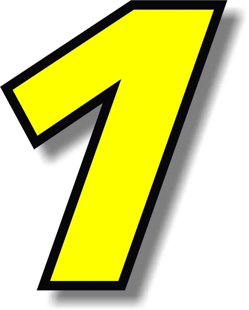Motorcycle Gear Yellow - Numbers 0123456789 Yellow with Black Border