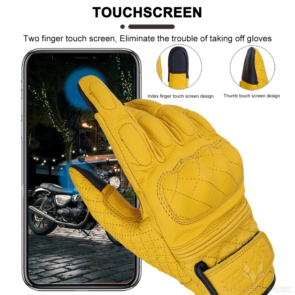 Retro Motorcycle Gloves Real L - Motorcycle Gear Yellow recension och pris